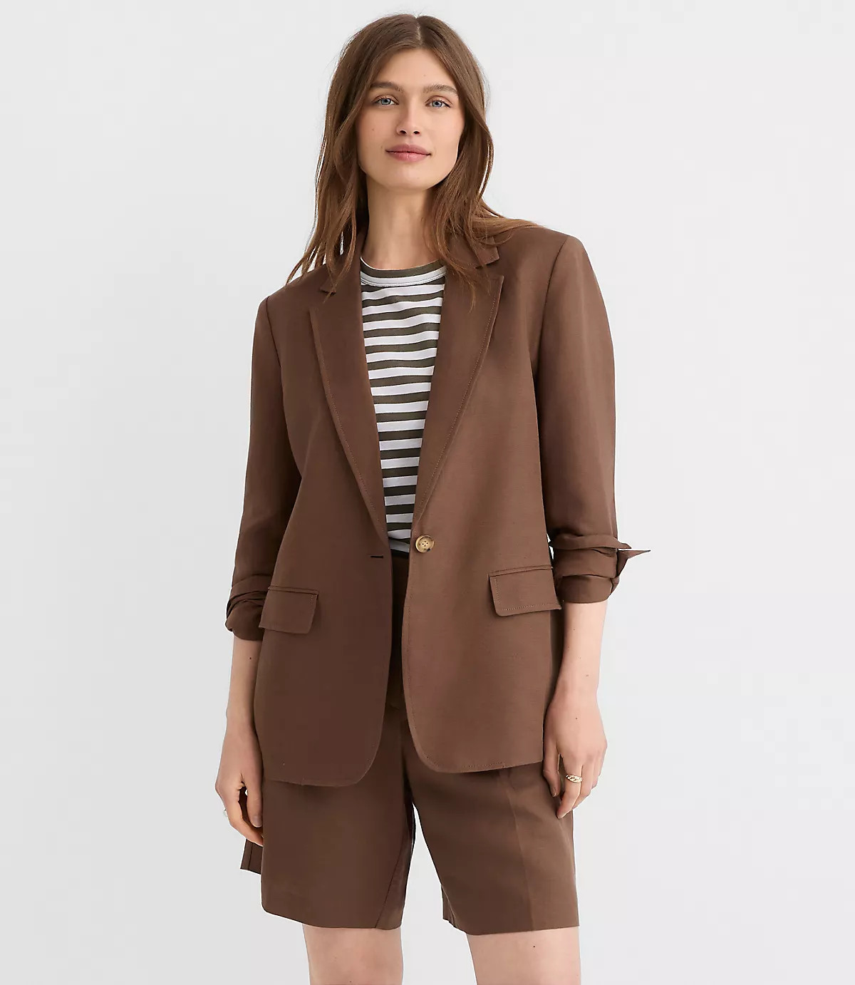 Oversized Linen Blend Modern Blazer | LOFT
