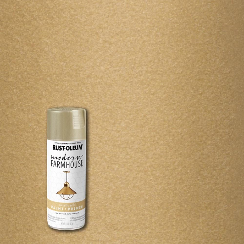 Rust-Oleum Modern Farmhouse 11 oz. Metallic Gold Spray Paint-339864 - The Home Depot | The Home Depot