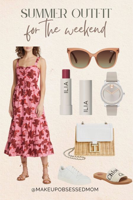 Here's a simple, easy, and stylish outfit idea to wear for the weekend. Love the floral midi dress!

#summeroutfit #beautypicks #petitefashion #midlifestyle

#LTKFind #LTKbeauty #LTKstyletip