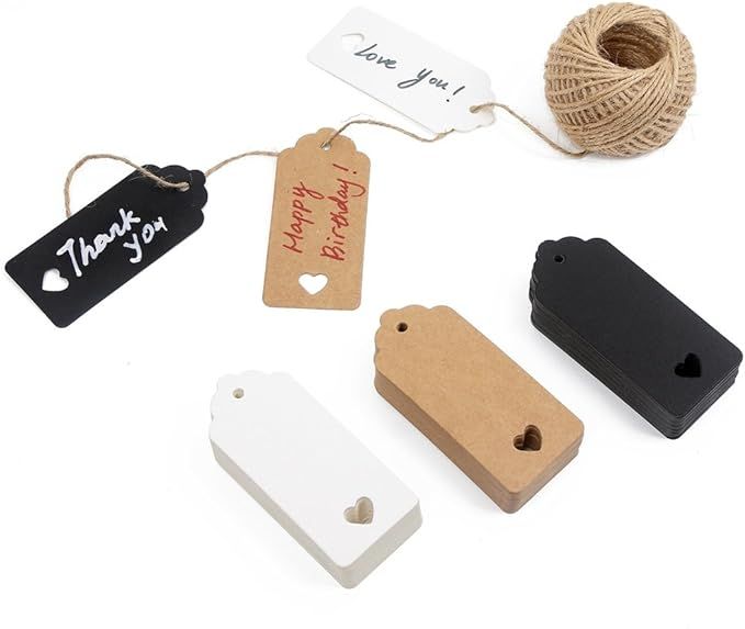 150ct Kraft Gift Tags Labels with String (3 Colors) | Amazon (US)