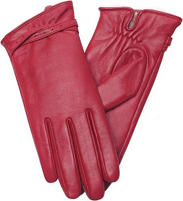 Full-Hand Womens Touch screen Gloves Genuine Leather Gloves Warm Winter Texting Driving Glove | Amazon (US)