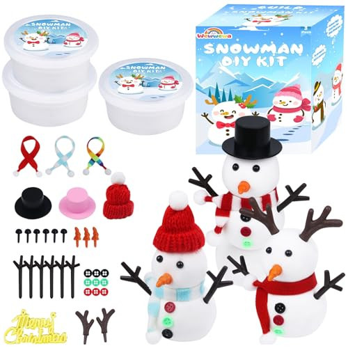 Snowman Kit Christmas Crafts for Kids: 3 Pcs Build a Snowman DIY Clay Kit Fun Air Dry Clay Holiday Arts Crafts Toys for Christmas Stocking Stuffers Classroom Activities Winter Party Favors Xmas Gifts | Amazon (US)
