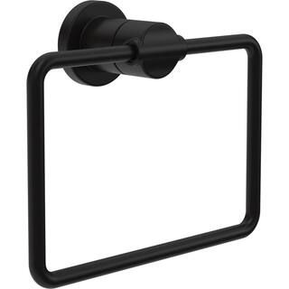 Delta Nicoli Wall Mount Square Closed Towel Ring Bath Hardware Accessory in Matte Black NIC46-MB ... | The Home Depot