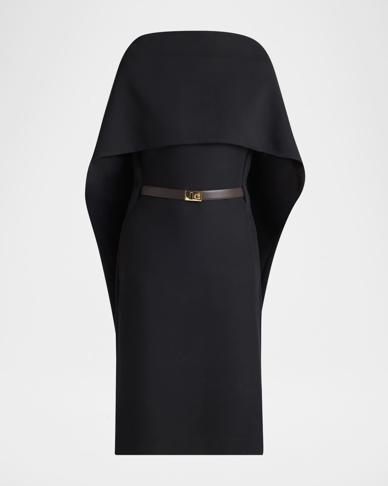 V-Back Cape Midi Dress | Neiman Marcus