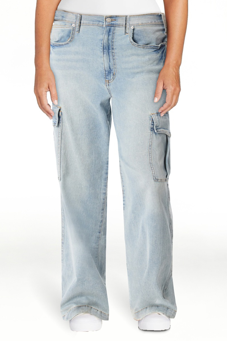 Jessica Simpson Women's Cargo Wide Leg High Rise Jeans, Sizes 2-16 | Walmart (US)