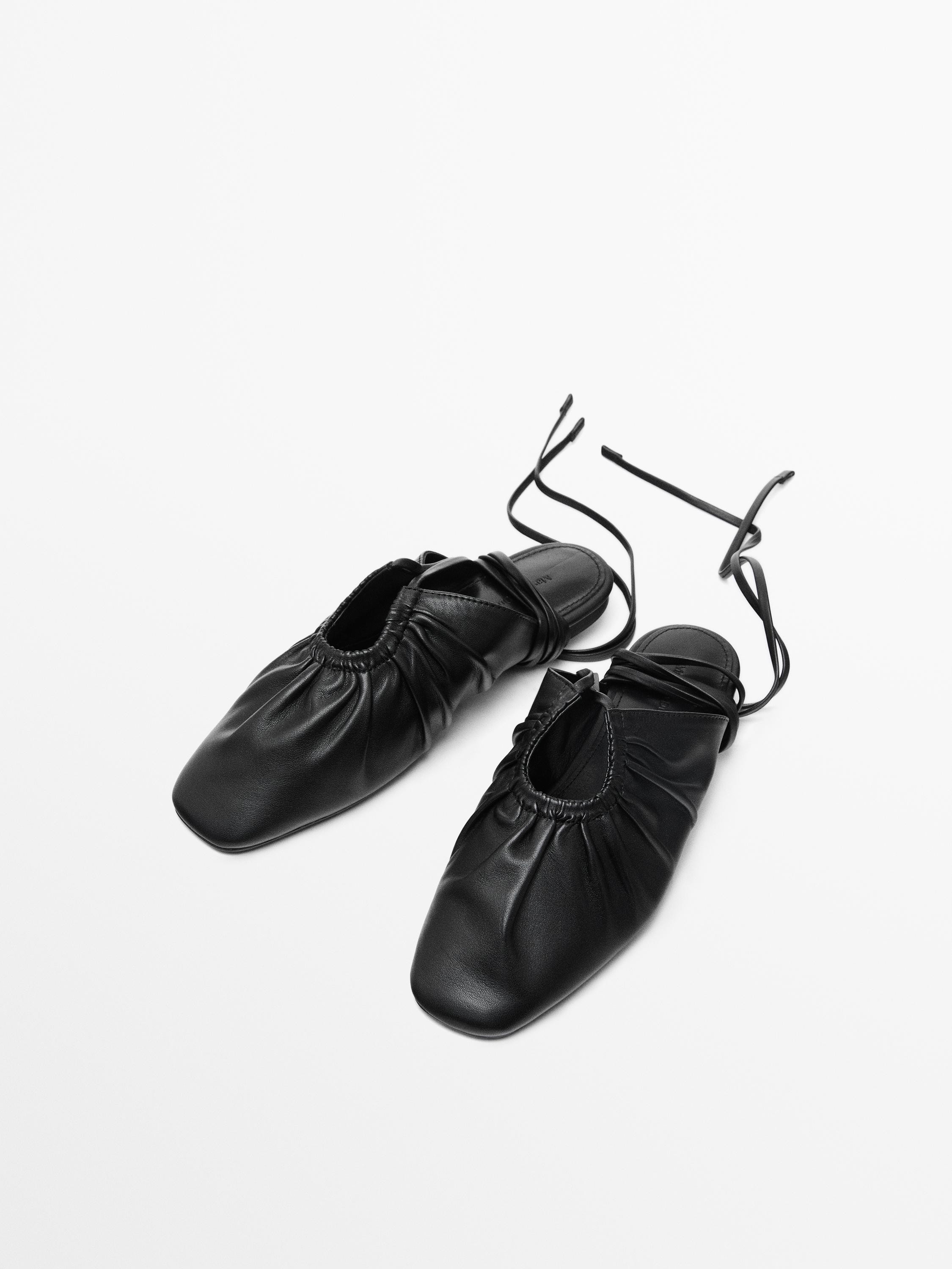 Tied nappa ballet flats | Massimo Dutti US