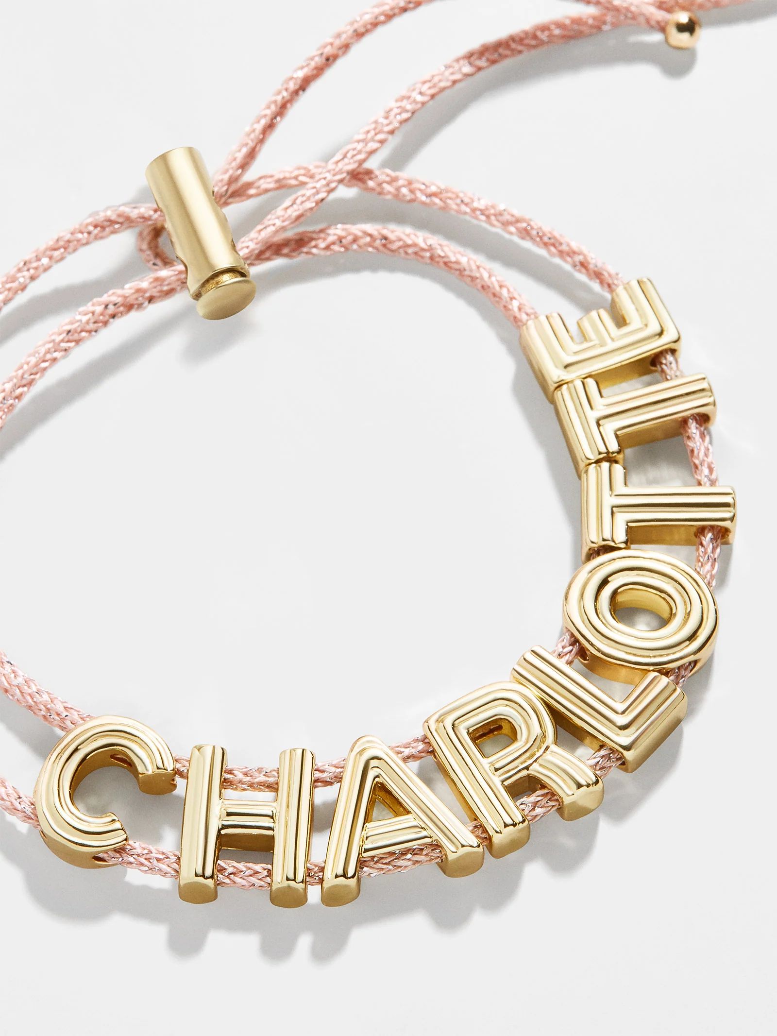 Custom Slider Bracelet: Gold and Champagne Cord | BaubleBar (US)