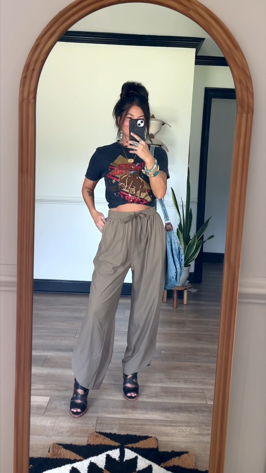 Western boho fit! Casual yet elevated 🖤 heels and denim bag aren’t available but added similar! Earring and choker from Highway hippie code LORI10 to save

#LTKootd #LTKSaleAlert #LTKSeasonal
