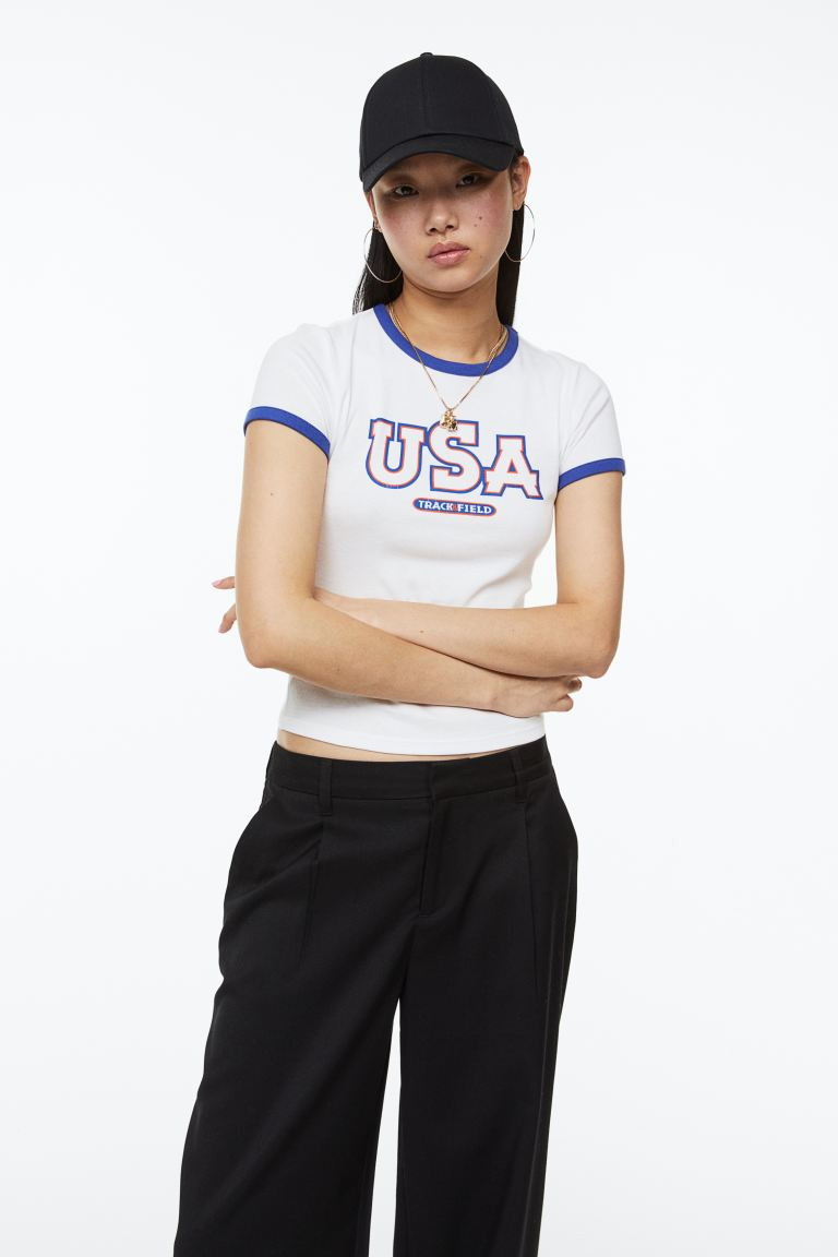 Fitted cotton top | H&M (UK, MY, IN, SG, PH, TW, HK)