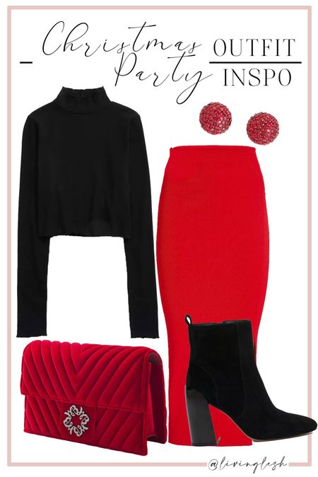 Holiday Outfit - Black and Red | Christmas party outfit | red skirt 

#LTKHoliday #LTKSeasonal