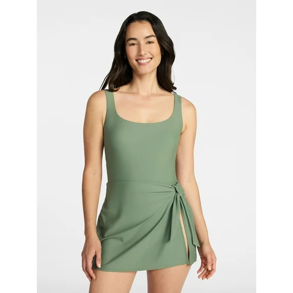 Time and Tru Women's and Women's Plus Size Wrap Swim Dress, Sizes XS-3X | Walmart (US)