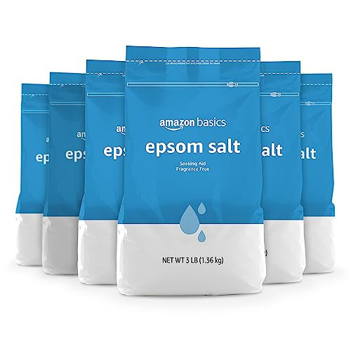 Amazon Basics Epsom Salt Soak, Fragrance Free, Magnesium Sulfate USP for Relaxation and Soothing Foot Soaking, 3 Pound Resealable Bags, 6-Pack | Amazon (US)
