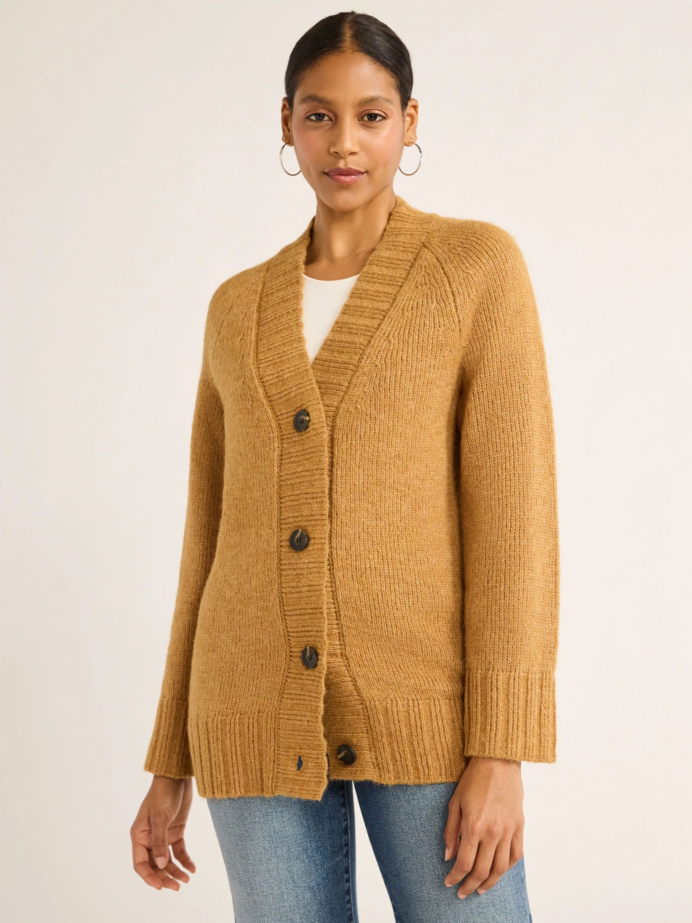 Scoop Women's Oversized V Neck Cardigan Sweater, Midweight, Sizes XS-XXL - Walmart.com | Walmart (US)