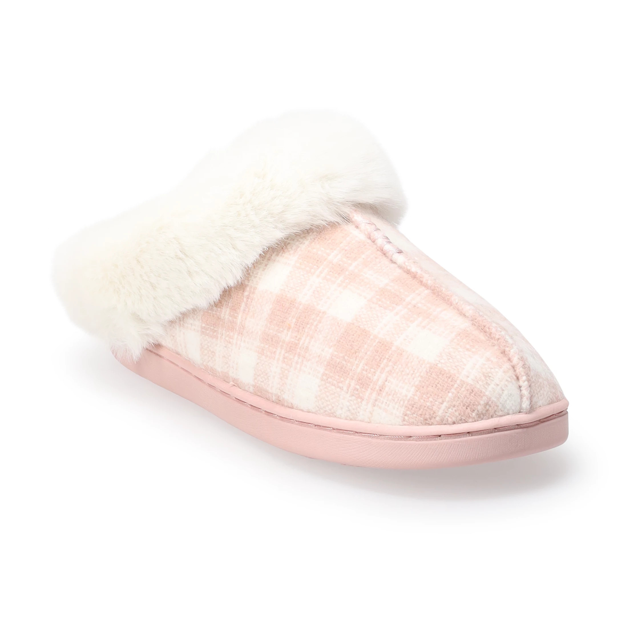 Women's LC Lauren Conrad Faux Fur Plaid Clog Slippers | Kohl's