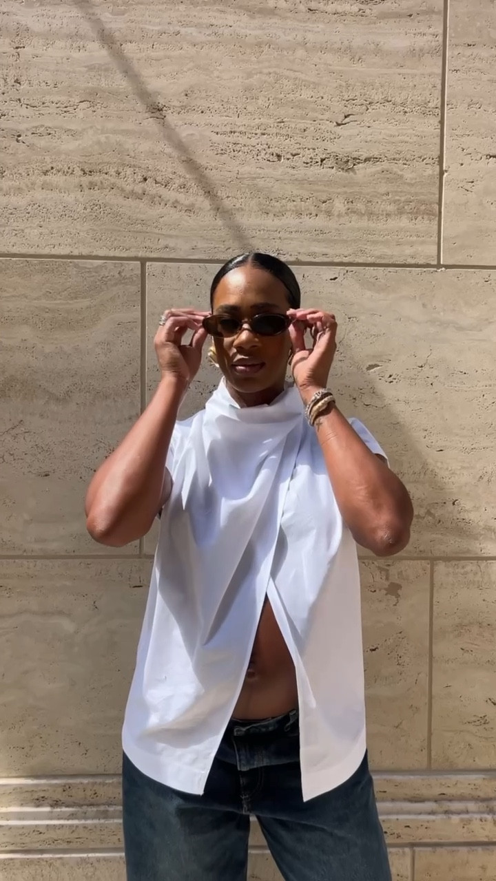 White collar top (pregnancy bump approved), jeans, sunglasses 

#LTKShoeCrush #LTKBump #LTKStyleTip