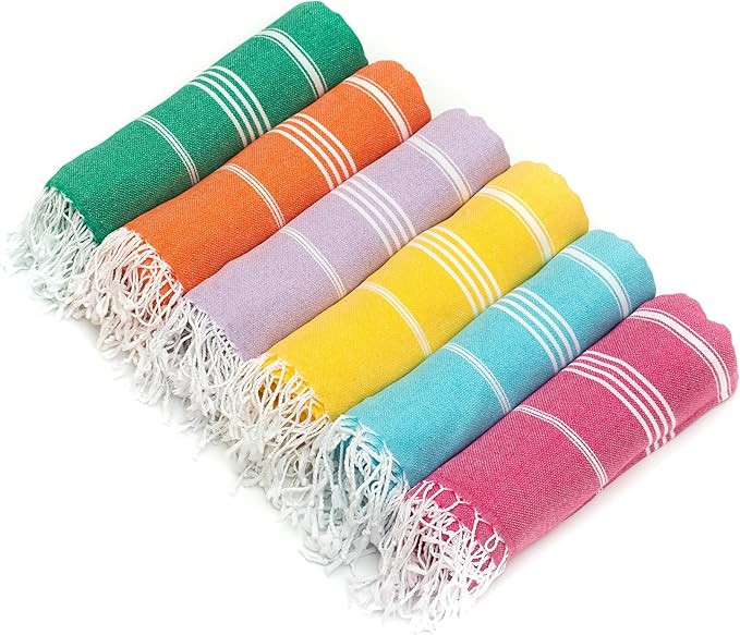 HAVLULAND Pack of 6 Beach Towels,%100 Cotton, Turkish Bath Towel Set, Lightweight, Quick-Dry, Sup... | Amazon (US)
