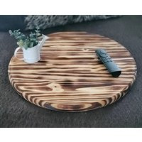 Round Wooden Ottoman Tray, Rustic Serving Living Room Decor | Etsy (US)