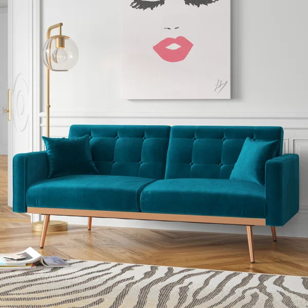 Ann 68.1'' Velvet Square Arm Sleeper | Wayfair North America