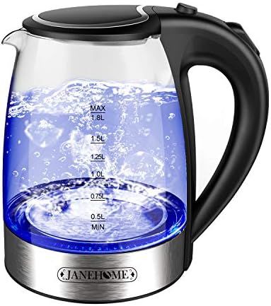 JANEHOME Electric Kettle,Glass Tea Kettle 1.8L with Blue LED for Boiling Water,BPA-Free Hot Water... | Amazon (US)