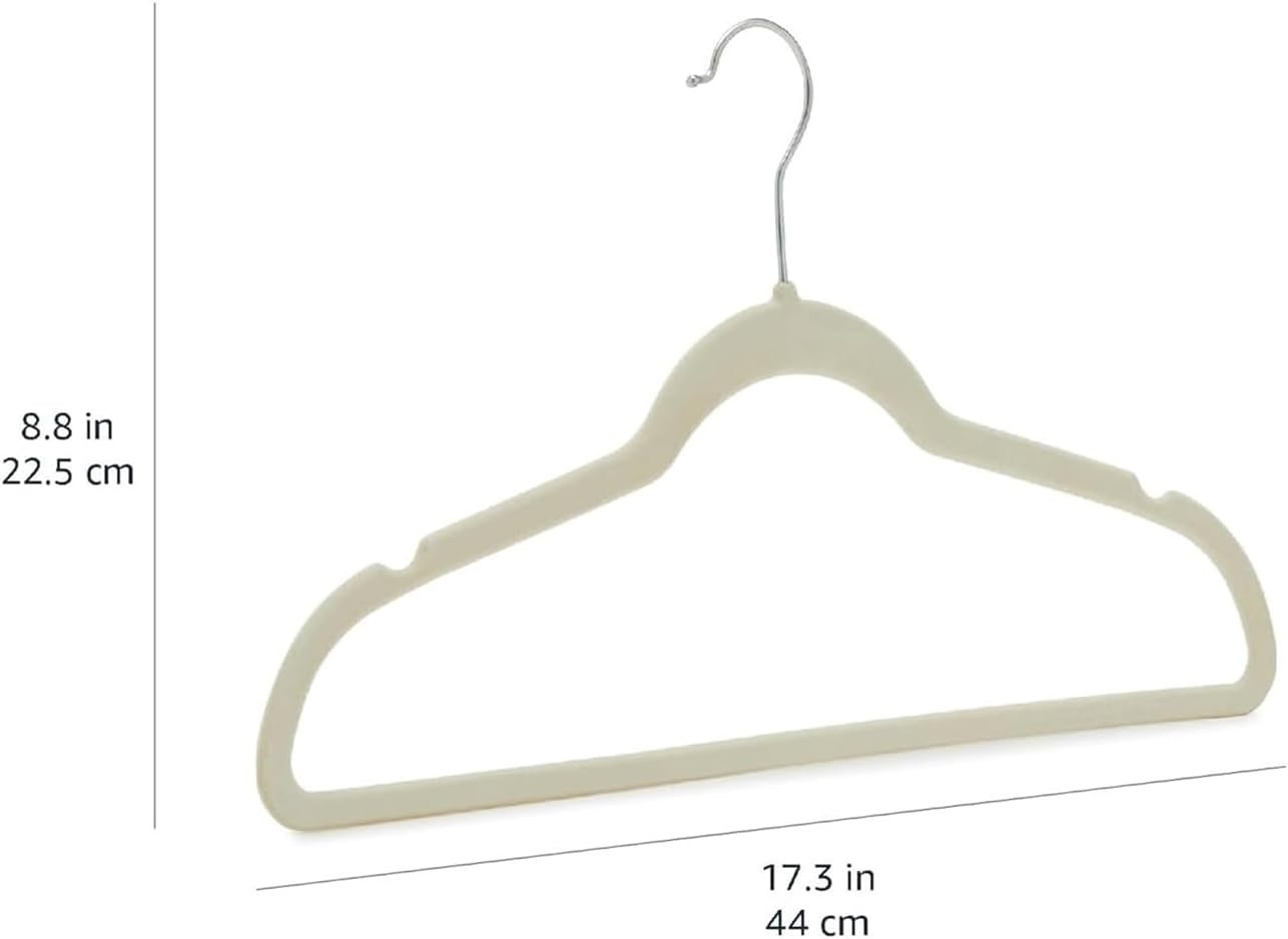 Amazon Basics Slim, Velvet, Non-Slip Suit Clothes Hangers, Ivory/Beige- Pack of 30 | Amazon (US)