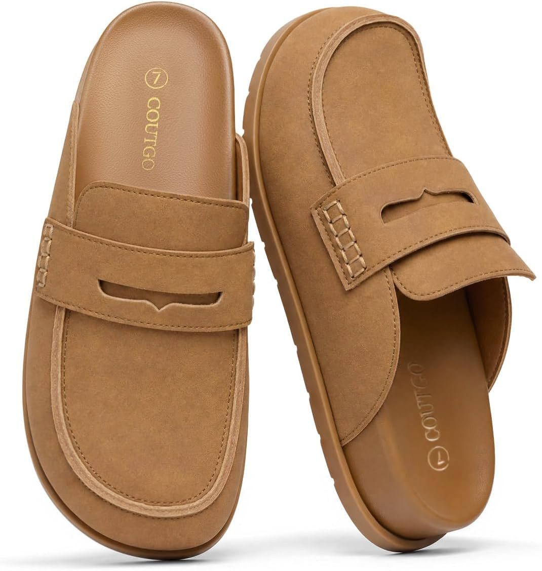 Coutgo Womens Vegan Suede Clogs Slip On Penny Loafer Comfortable Mules | Amazon (US)