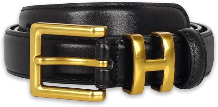 Women's Fashion Classic Metal Buckle Leather Belt with Jeans Dress | Amazon (US)