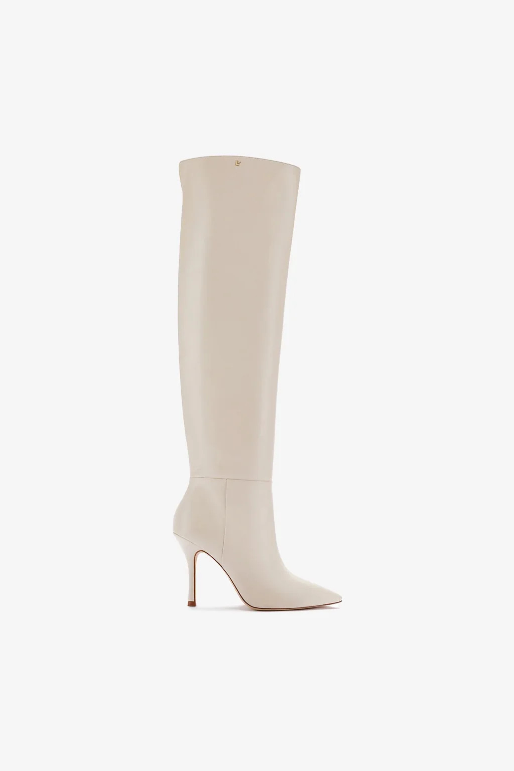 Kate Hi Boot In Ivory Leather | Larroude