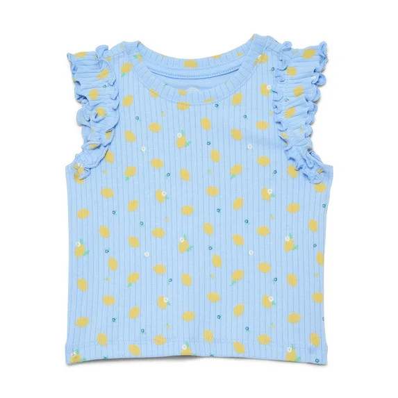 Wonder Nation Baby Girls Tee with Flutter Sleeves, Sizes 0-24 Months | Walmart (US)
