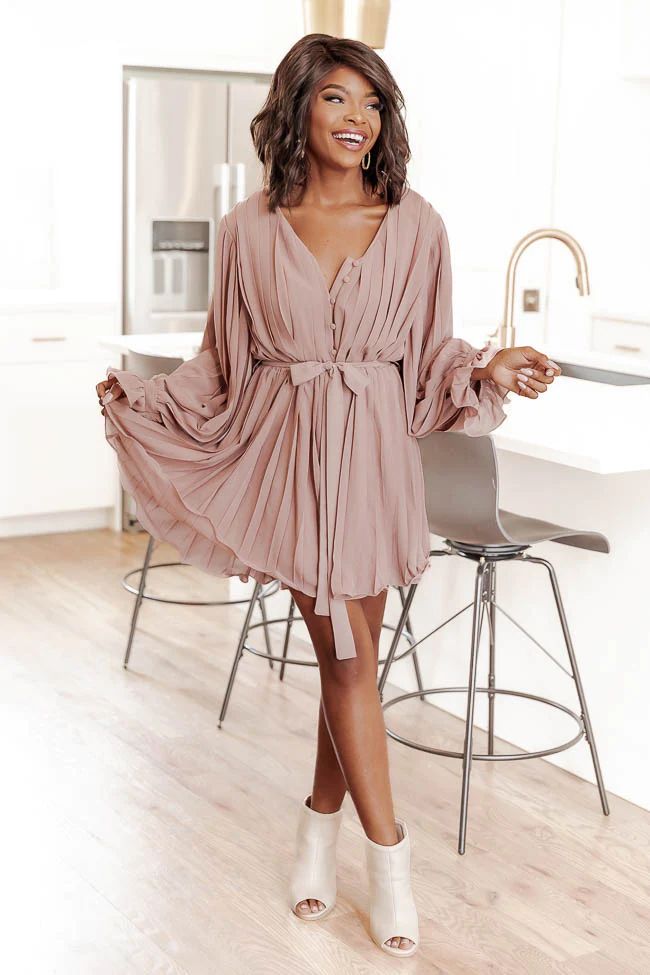 Pretty On Point Dusty Mauve Pleated Romper | Pink Lily