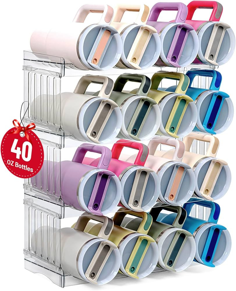 Water Bottle Organizer for Full Stanley 40 oz Tumbler with Handle, Cabinet Pantry Kitchen Organiz... | Amazon (US)