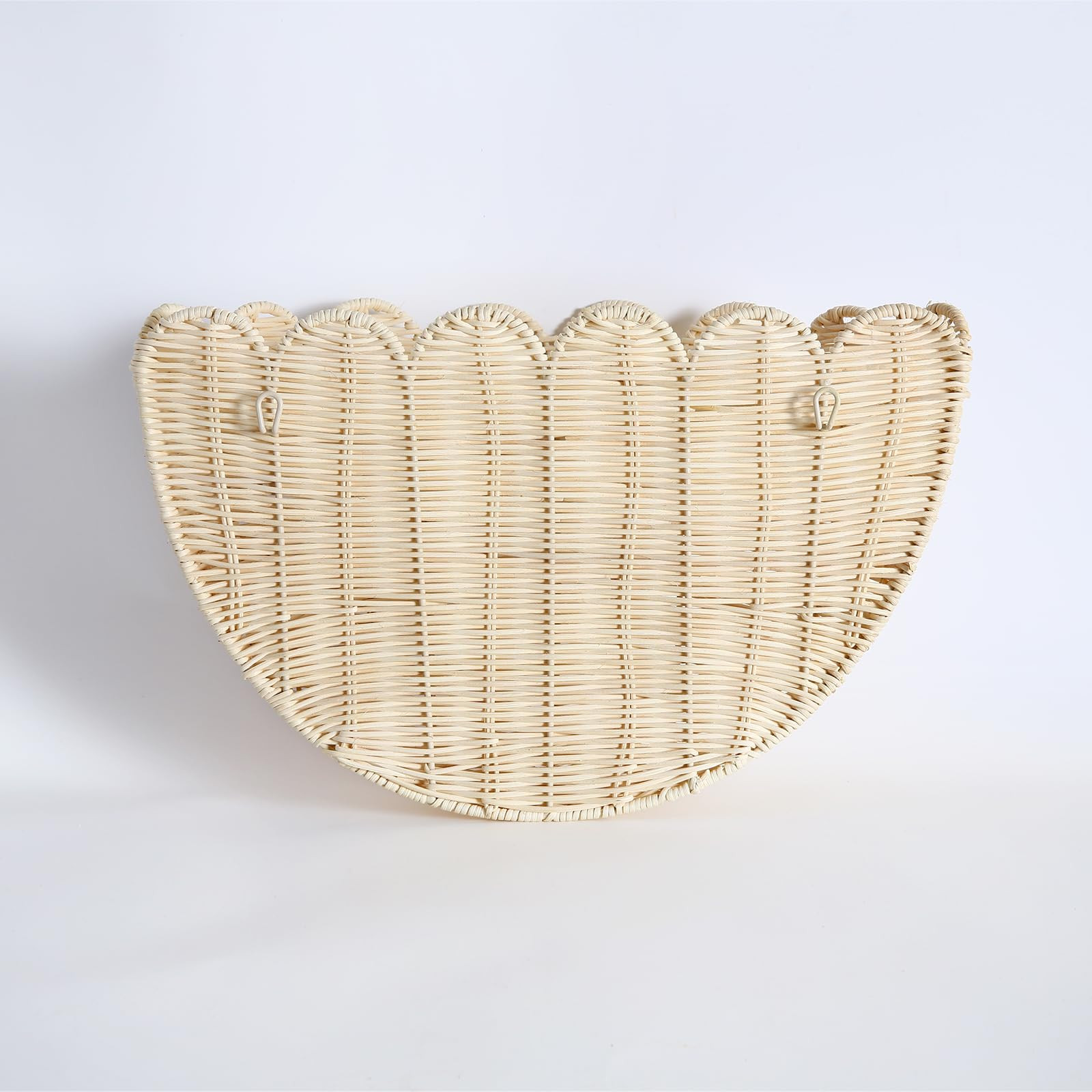 Scalloped Hanging Wicker Baskets for Wall, Scalloped Home Decor, Hanging Woven Rattan Wall Basket... | Amazon (US)