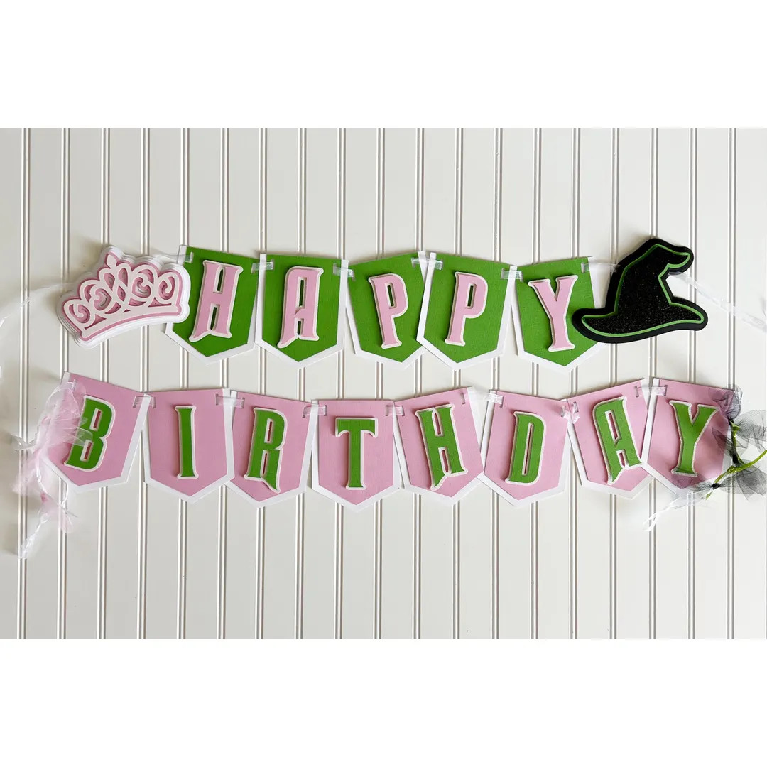 Good Witch Bad Witch Happy Birthday Bannerpink Green Birthday Bannerwitch and Princess Birthday B... | Etsy (US)