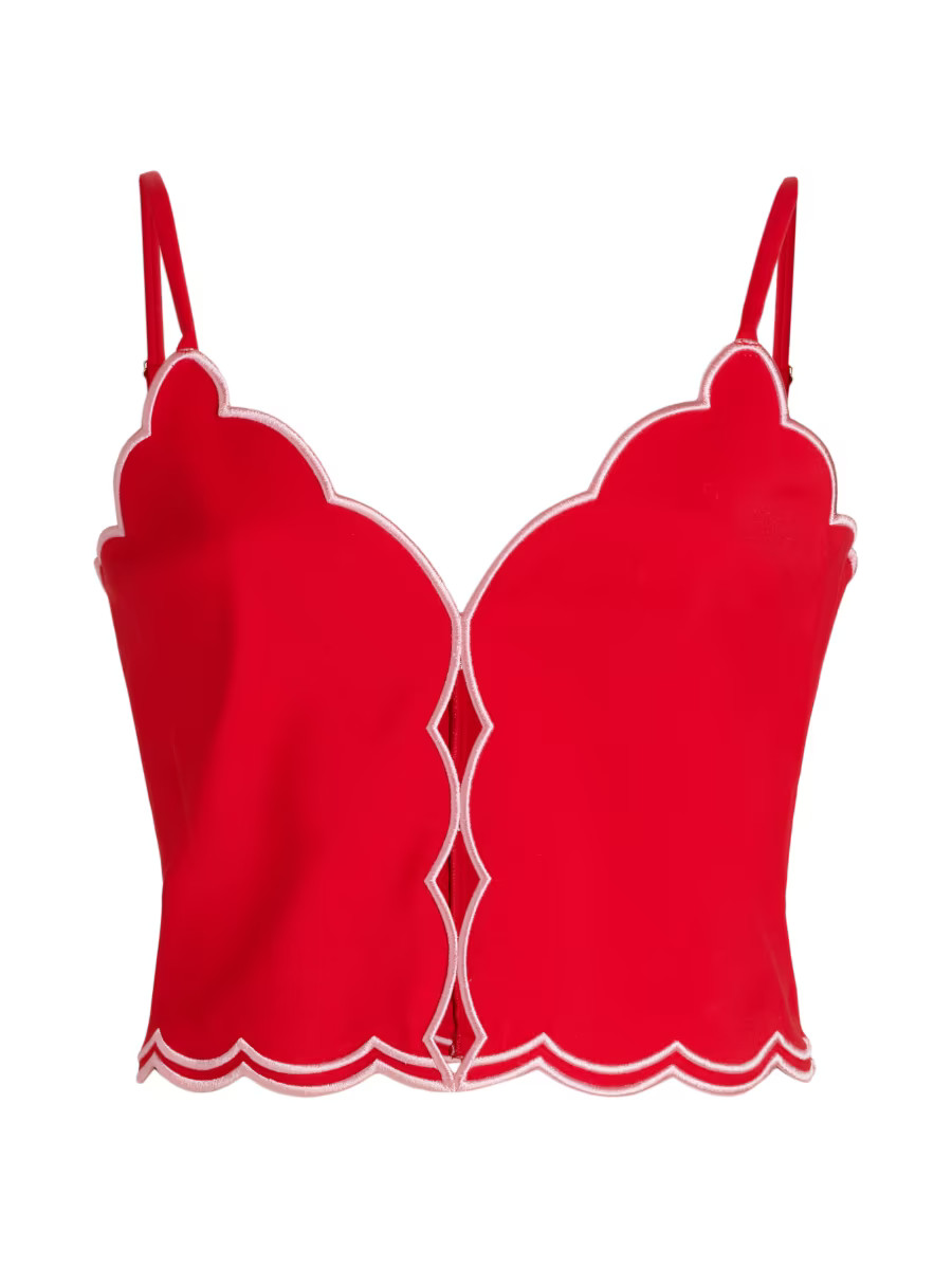 Tilda Cotton-Blend Scalloped Crop Top | Saks Fifth Avenue