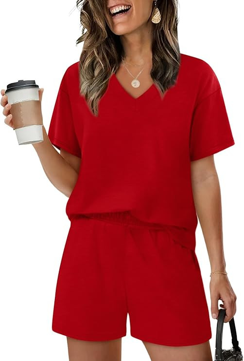 XIEERDUO Lounge Sets for Women Shorts Lightweight Summer Pajamas Set Sleepwear 2 Piece Sets Airpo... | Amazon (US)