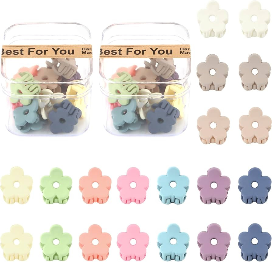 YISSION 20Pcs Mini Flower Hair Claw Clips with Box - Colorful Cute Hair Accessories for Girls & W... | Amazon (US)