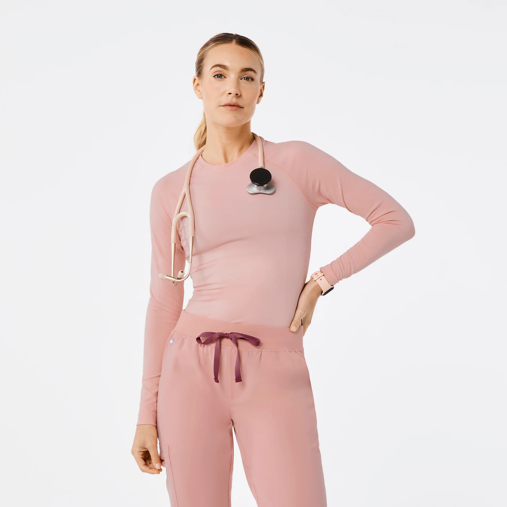 Women's Salta Seamless Longsleeve Underscrub - Pink Sand · FIGS | FIGS