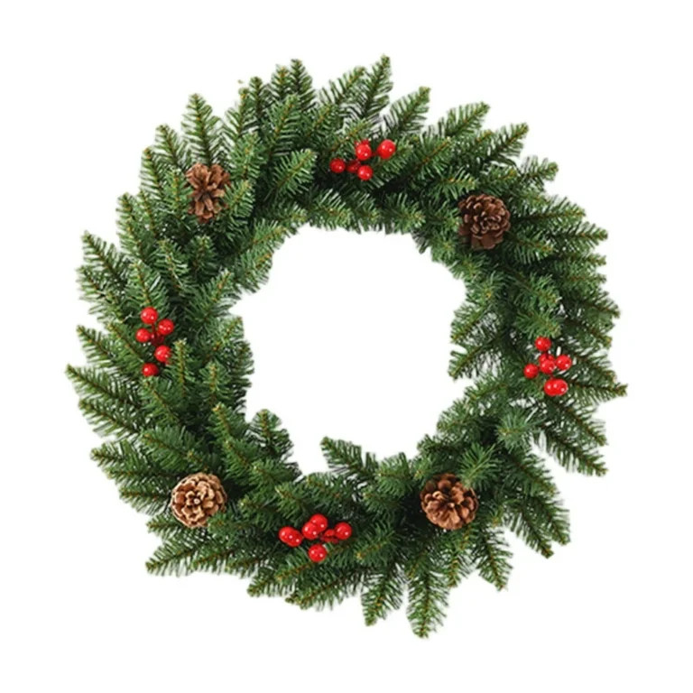 16 Inch Artificial Christmas Wreath For Front Door Christmas Red Berry Wreath With Pine Needles, ... | Walmart (US)