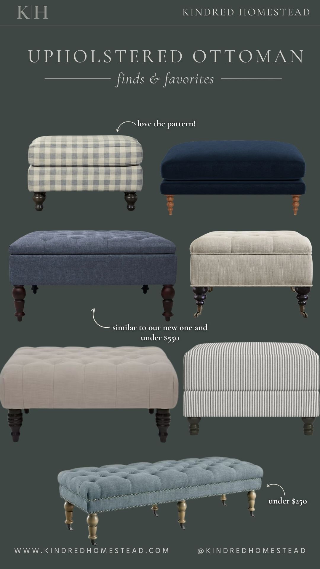 Upholstered ottoman finds and favorites for budget friendly home decor styling in a patterned and collected living room. 

#LTKHome