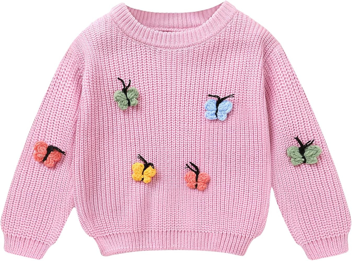 Toddler Pullover Sweater Baby Girl Crewneck Long Sleeve Knit Tops Fall Winter Outfit 12M-5T | Amazon (US)