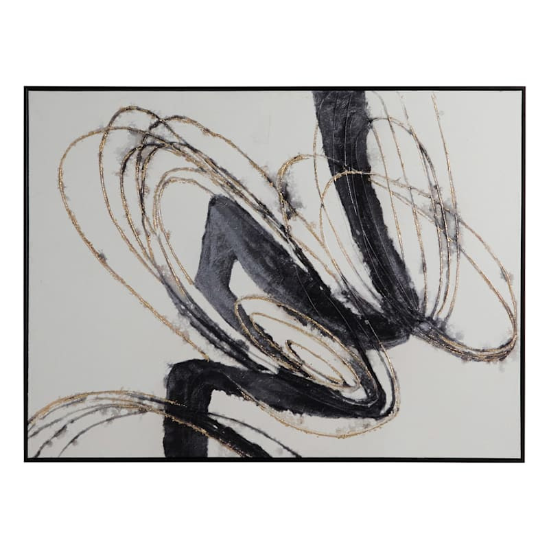 Crosby St Framed Embellished Abstract Canvas Wall Art, 35x47 | At Home