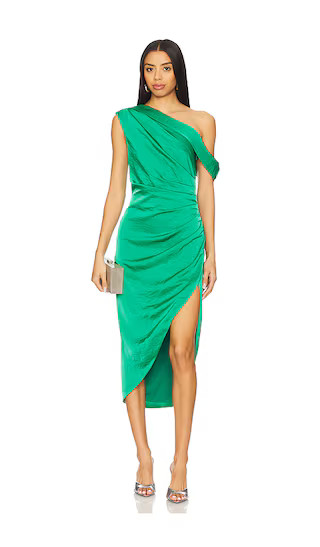 Roni Midi Dress in Green Mango | Revolve Clothing (Global)