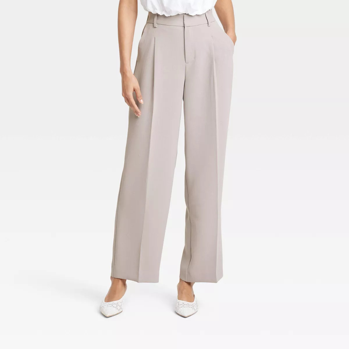 Women's Essential Trousers - A New Day™ Gray 17 Long | Target