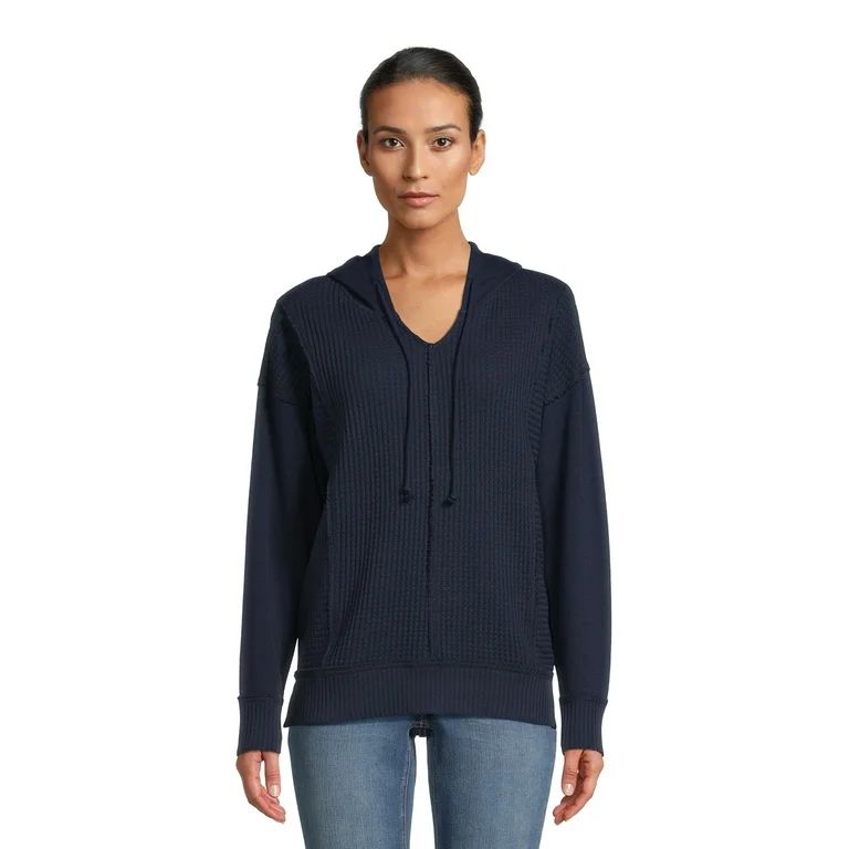 Time and Tru Women's Waffle Texture Hoodie, Sizes S-3XL | Walmart (US)