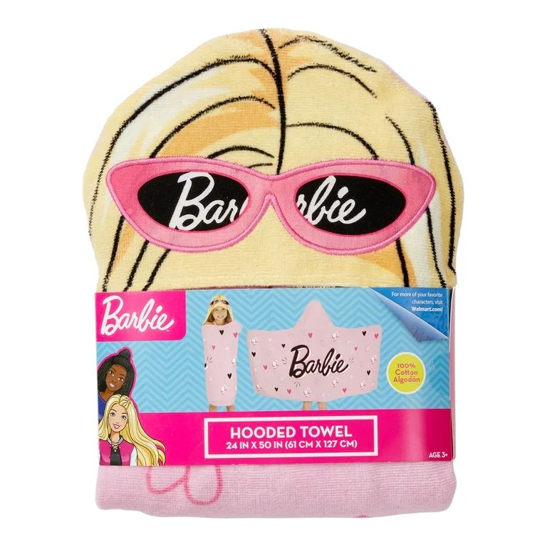 Barbie Girl Kids Bath Hooded Towel, Cotton | Walmart (US)