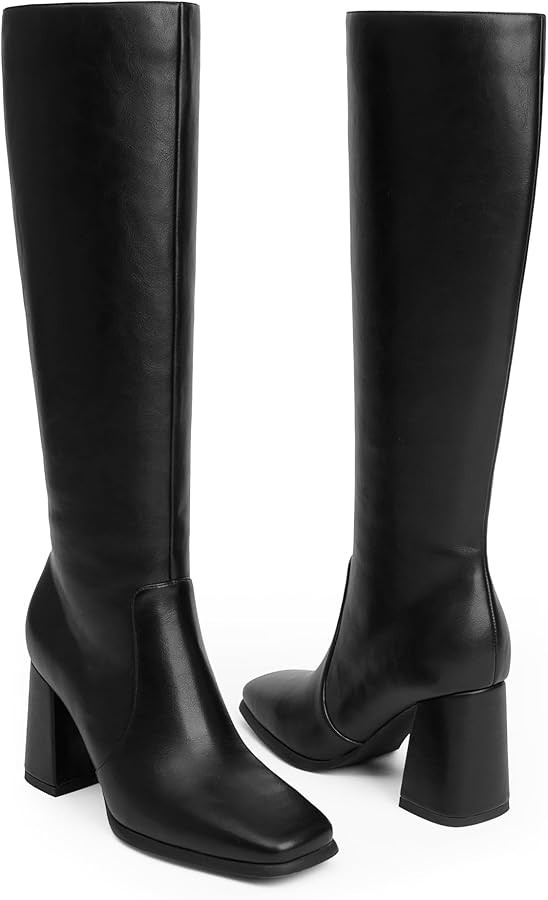 Modatope Knee High Boots Women Chunky Heel Square Toe Tall Boots for Women High Heel Side Zipper ... | Amazon (US)