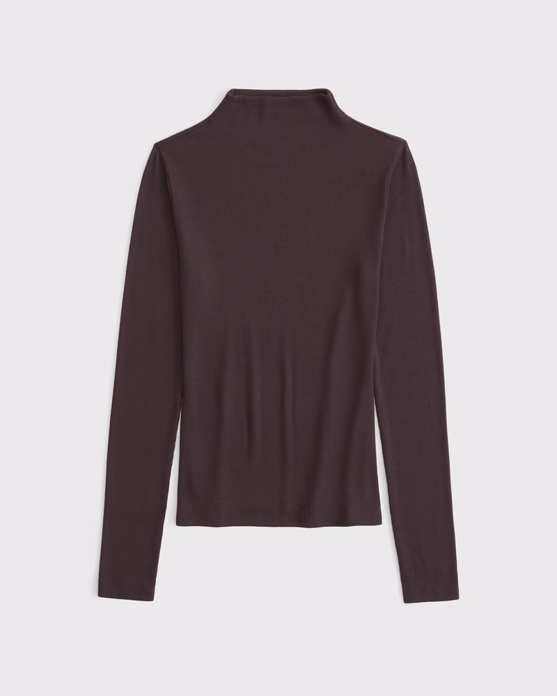 Women's Long-Sleeve Rib Mockneck Top | Women's New Arrivals | Abercrombie.com | Abercrombie & Fitch (US)