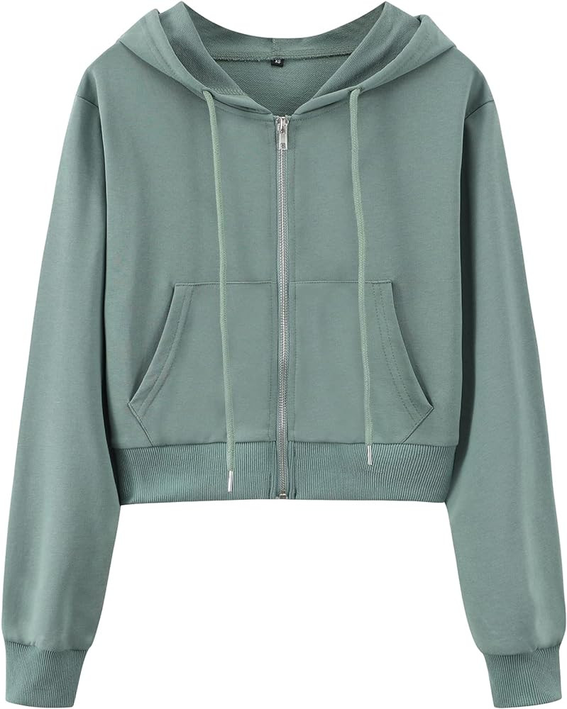 Yimoon Zip Up Hoodie Women Cropped Casual Sweatshirts Workout Long Sleeve Drawstring Hooded Jacke... | Amazon (US)