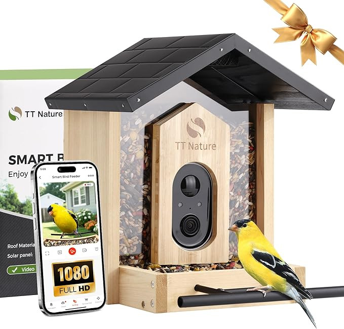 TT Nature Bird Feeder with Camera, Upgraded 1.5L Smart Birdhouse Al Identify for 10000 Plus Speci... | Amazon (US)