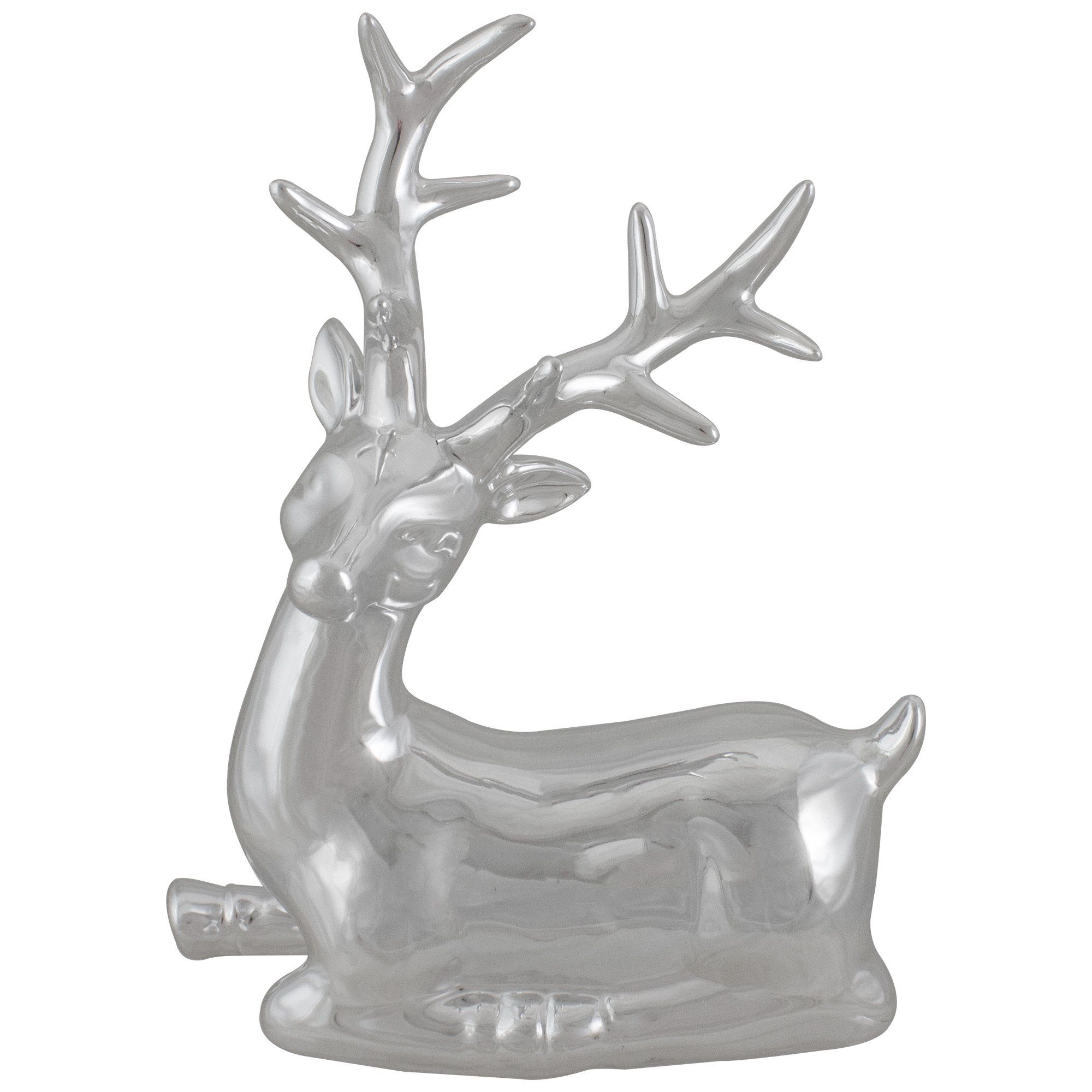 10" Metallic Silver Sitting Reindeer Christmas Tabletop Decor | Walmart (US)
