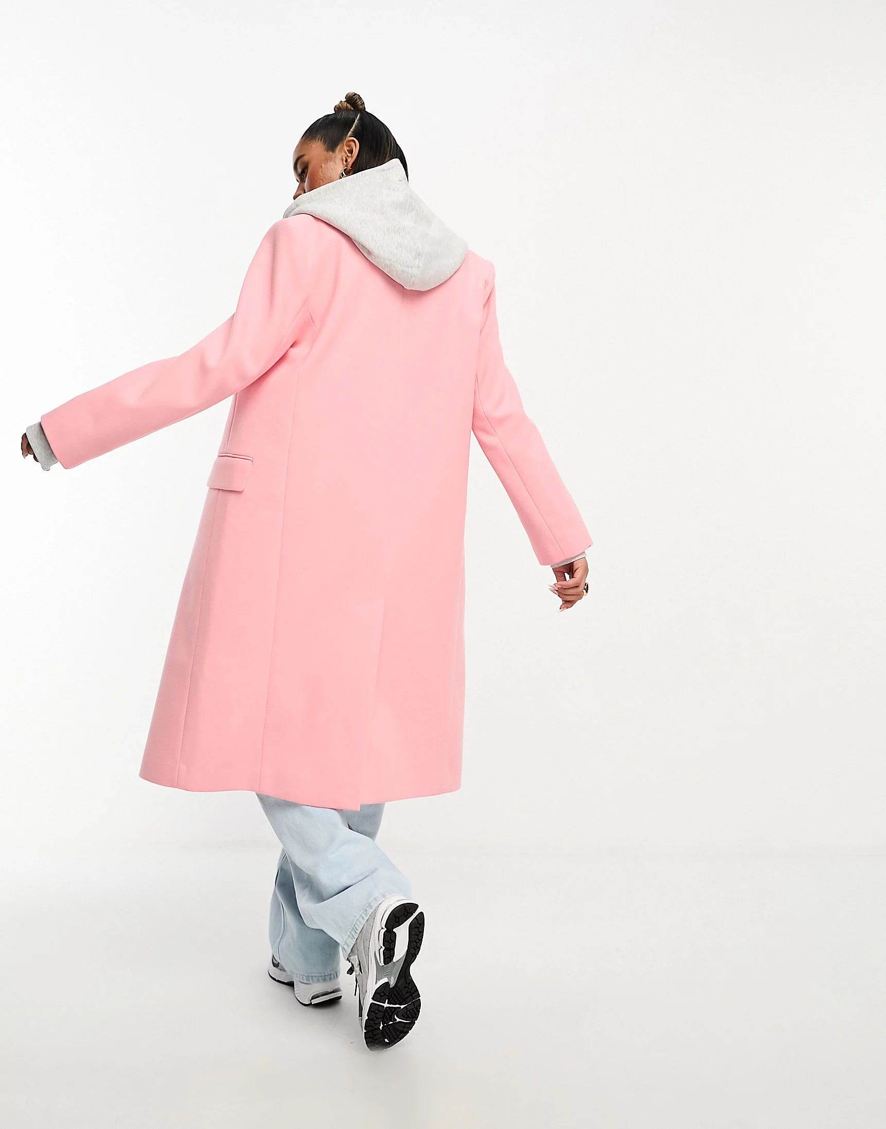 ASOS DESIGN mid length dad coat in pink | ASOS (Global)